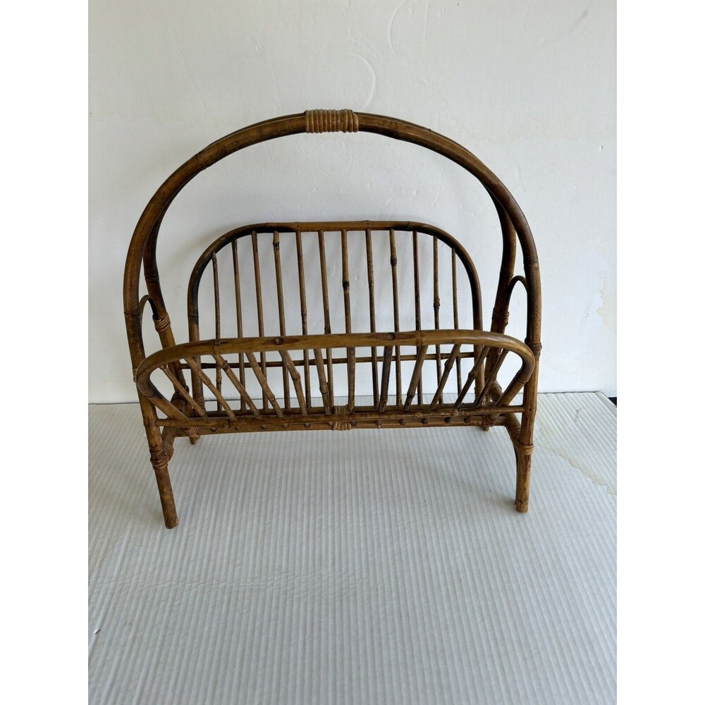 Vintage Boho Chic MCM Bamboo Magazine Holder/Rack Foldable